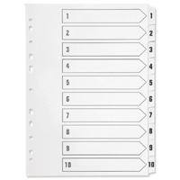 Q Connect Index 1-10 Polyprop White