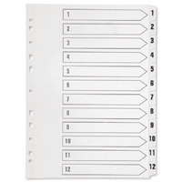 Q-Connect Index 1-12 Brd Reinf White