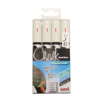 Uni Chalk Markers Medium White Pk4