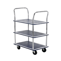 Barton 3 Shelf Trolley Silver/Blue