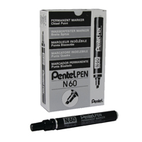 Pentel N60 Chsl Tip Marker Blk Pk12