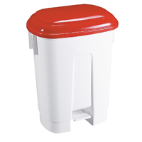 60L Plastic Bin White/Red 348012