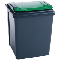 VFM Recycling Bin Gry/Grn Lid 50L