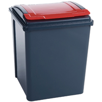 VFM Recycling Bin Gry/Red Lid 50L