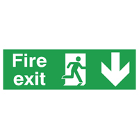 Signslab Fire Exit Man Arrw Down PVC