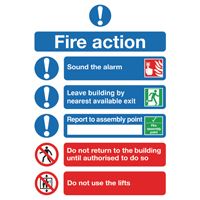 Fire Action Symbolised Sign A5