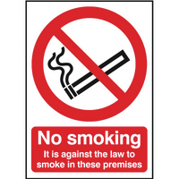 Safety Sign No Smkng Law/Prem S/A A5