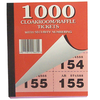 Cloakroom/Raffle 1-1000 Tickets Pk6