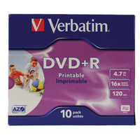 Verbatim DVD+R Ijet Pntl 4.7GB Pk10