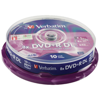 Verbatim DVD+R 8x Dbl Lyr Slvr Pk10 Verbatim DVD+R 8x Dbl Lyr Slvr Pk10