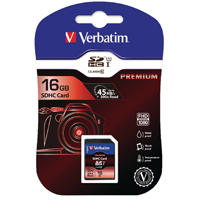 Verbatim SDHC Mem Card Class 10 16Gb