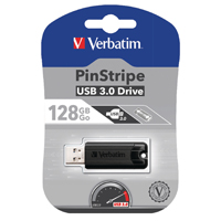 128Gb Black Pinstripe USB 3.0 Drive
