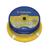 Verbatim DVD+Rw 4x Slvr Spndle 25