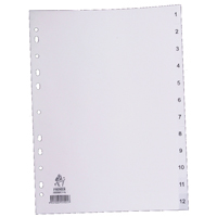 A4 White 1-12 Polypropylene Index