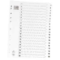 White A4 1-20 Mylar Index Dividers