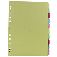 A4 Manilla Divider 10-Part Assorted